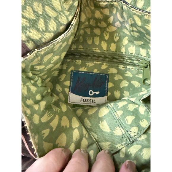 Fossil Key-Per City Scene canvas and Leather messenger bag crossbody - Picture 10 of 11